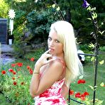 First pic of Charming Goldilocks Sabrina S Strips Her Short Dress And Poses Naked In The Garden. / DefineBabe.com