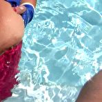 Fourth pic of Dirty Angelina | Rubber Blowjob & Handjob in the Swimming Pool – Fuck my Nasty Mouth