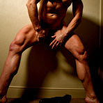 Fourth pic of Female bodybuilder Clarkflex with amazing hard muscle body poses in her bare skin