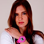 First pic of WatchGirls.net | Stacy wearing G-Shock and LIPS handcuffs