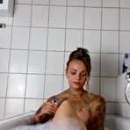 Second pic of Tattooed Babe Masturbates In The Bathtub - FAPCAT