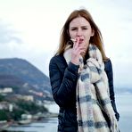Third pic of Russian Smokers | Beautiful lady is smoking two Saratoga cigarettes in a row on a beautiful view