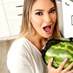 First pic of Cherrypimps: Horny Blonde Hawaiian Gizelle Blanco Catches Her Husband Fucking A Watermelon on PornHD - AmateurPorn