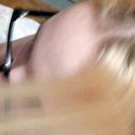 Fourth pic of Chubby blonde with glasses sucking on a dick - AmateurPorn