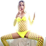 First pic of Yellow Net Bodysuit, Messy Creampie