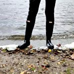 Second pic of Rubbertits | Hunter boots peeping by the wild wanker at the lake