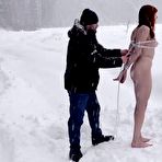 Third pic of Bondge Aspect | Naked barefoot Greta is tightly bound in snow - Part 1