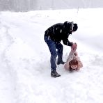 Fourth pic of Bondge Aspect | Naked barefoot Greta is tightly bound in snow - Part 2