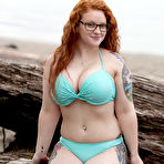 Third pic of Sexy Plump Kaycee Barnes Posing In A Green Bikini Naked Outside Cosmid