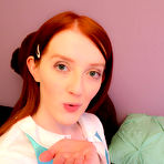 Fourth pic of Petite schoolgirl with red hair Krystal Orchid flaunts her muff on a bed - PornPics.com