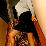 First pic of Mature in granny pants poses on the stairs with her ass up and then exposes her meaty pussy by opening her legs – Bare Milfs