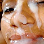 Second pic of Petite brown-skinned Brazilian beauty models a whopping face full of jizz