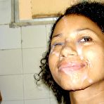 Third pic of Petite brown-skinned Brazilian beauty models a whopping face full of jizz