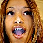 Fourth pic of Teen black girl sucks cock and eats white cum