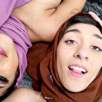Fourth pic of Sophia Leone and Aubrey Babcock sport hijabs during POV threesome sex
