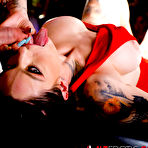 Fourth pic of Inked female Misha Montana takes a cumshot in her mouth after losing at poker