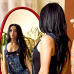First pic of Dark-haired college girl Rita Raven strips naked in front of a mirror