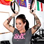 First pic of Sporty babe with big tits Christy Mack stripping and seducing her coach