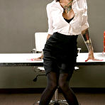 First pic of Steamy secretary in glasses revealing her tattooed curves in the office