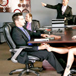 First pic of Blonde secretary Holly Heart uses oiled feet to jerk cock in office