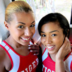 First pic of Sexy black girls have group lesbian sex on the team bus
