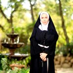 First pic of Thick Nun exposes herself in the courtyard wearing over the knee socks