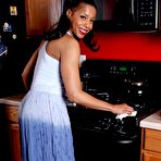 First pic of Older black chick Semmie undressing for nude photo session in kitchen