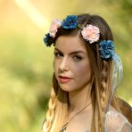 First pic of Sweet solo girl takes off her summer dress wearing a crown of flowers