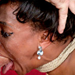 Second pic of Tall black woman Nikki Darling is spit roasted by a kinky mature couple