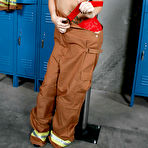 Second pic of Fabulous hottie in firefighter uniform Jayden Jaymes goes naked