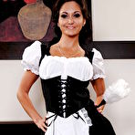 First pic of Busty babe Ava Addams stripping off her maid uniform and lingerie