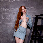 First pic of Natural redhead Jessica Brooks gets totally naked in front of a chalkboard