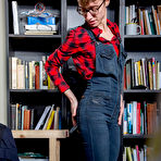 Fourth pic of Skinny amateur Gretchen dresses herself among library stacks