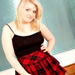 First pic of Chubby natural blonde Jasmin gets totally naked on a hardwood floor