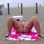 Third pic of Overweight blonde Dee Siren removes her bikini to go nude on a beach
