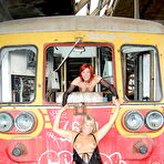 Fourth pic of Blonde amateur Sweet Susi gets naked afore a rail car while her friend watches