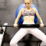 First pic of Sporty teen Alex Grey rips her white pantyhose to fuck her coach at the gym