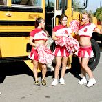 First pic of Three slutty cheerleaders starting a fervent orgy in the school bus
