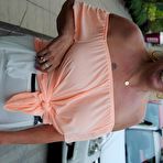 Third pic of Mature British woman Denise Davies likes flashing her saggy tits in public
