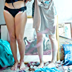 Second pic of First time lesbian girls Talulah and Uma J dressing their naked bodies