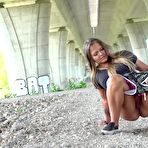 Third pic of Blonde girl Jenna Lovely takes a piss underneath an overpass