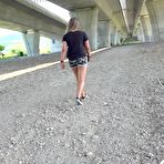 Fourth pic of Blonde girl Jenna Lovely takes a piss underneath an overpass
