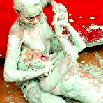 Third pic of Euro chick Virus Vellons and gf cover each other in St Paddy's day cake batter