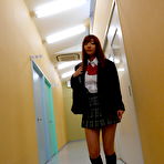 First pic of Redheaded Japanese student Misaki Asuka masturbates with a toy in a bathroom