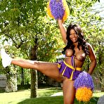 Fourth pic of Ebony cheerleader Monique Symone shakes her pom-poms while exposing herself