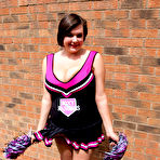 First pic of Overweight amateur Roxy doffs a cheerleader uniform in over the knee socks