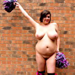 Fourth pic of Overweight amateur Roxy doffs a cheerleader uniform in over the knee socks