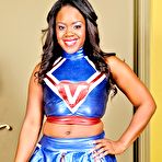First pic of Ebony cheerleader Samone Taylor removes her uniform to model lingerie