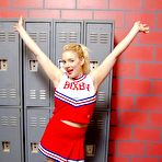 First pic of Barefoot blonde Heidi Mayne exposes upskirt panties in her cheerleader uniform