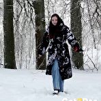 First pic of Pretty girl Vika gets caught with her jeans down while pissing on the snow